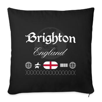 Souvenir de voyage streetwear de Brighton, Angleterre - Housse de coussin décorative 45 x 45 cm - noir - Devant
