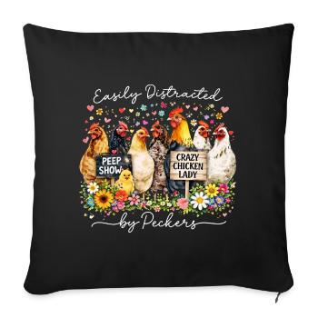 Humor Hens Passion Farm Zuchtgeschenk - Sofakissenbezug 45 x 45 cm - Schwarz - Vorne