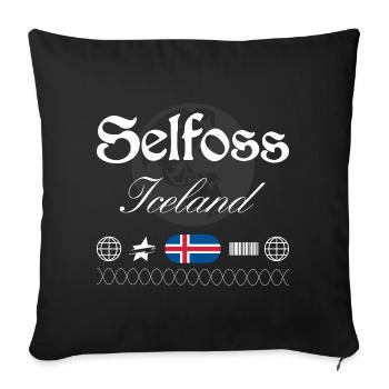 Souvenir de voyage Selfoss Island Streetwear - Housse de coussin décorative 45 x 45 cm - noir - Devant