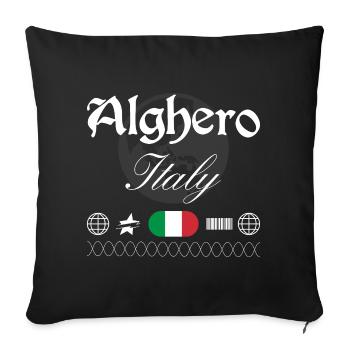 Souvenir de voyage streetwear Alghero Italie - Housse de coussin décorative 45 x 45 cm - noir - Devant