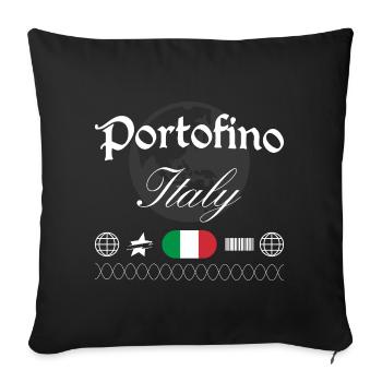 Portofino, Italie, souvenir de voyage streetwear - Housse de coussin décorative 45 x 45 cm - noir - Devant