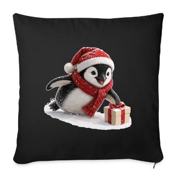 Christmas Penguin - Sofa pillowcase 17,3'' x 17,3'' (45 x 45 cm) - black - Front
