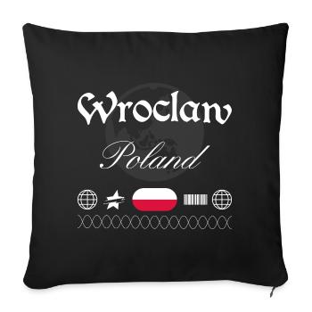 Souvenir de voyage pour la tenue urbaine de Varsovie, Pologne - Housse de coussin décorative 45 x 45 cm - noir - Devant