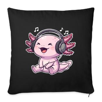  Axolotl Singen Musik Hören - Sofakissenbezug 45 x 45 cm - Schwarz - Vorne