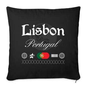 Souvenir de voyage pour le streetwear Lisbonne Portugal - Housse de coussin décorative 45 x 45 cm - noir - Devant