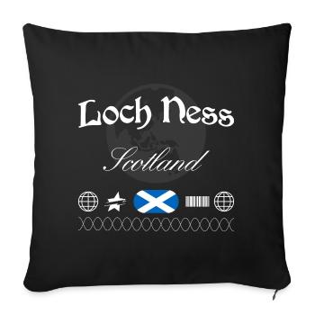 Souvenir de voyage pour le streetwear du Loch Ness, Écosse, - Housse de coussin décorative 45 x 45 cm - noir - Devant