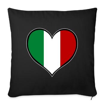 Drapeau du cœur de l’Italie - Housse de coussin décorative 45 x 45 cm - noir - Devant