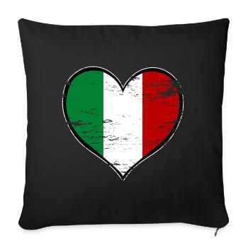 Drapeau du cœur de l’Italie utilisé - Housse de coussin décorative 45 x 45 cm - noir - Devant