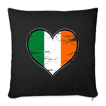 Ireland heart flag used - Sofa pillowcase 17,3'' x 17,3'' (45 x 45 cm) - black - Front