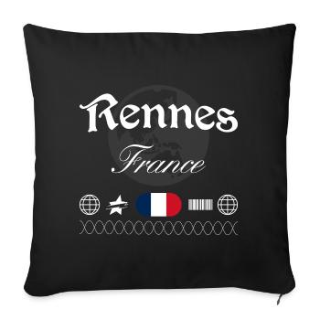 Souvenir de voyage streetwear de Rennes France - Housse de coussin décorative 45 x 45 cm - noir - Devant
