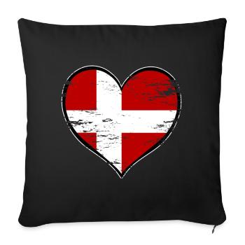 Denmark heart flag used - Sofa pillowcase 17,3'' x 17,3'' (45 x 45 cm) - black - Front