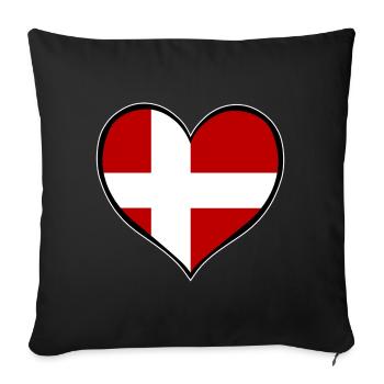 Drapeau du Cœur du Danemark - Housse de coussin décorative 45 x 45 cm - noir - Devant
