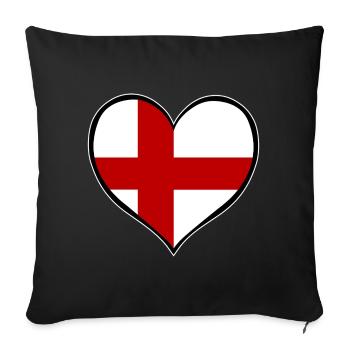 Drapeau du cœur anglais - Housse de coussin décorative 45 x 45 cm - noir - Devant