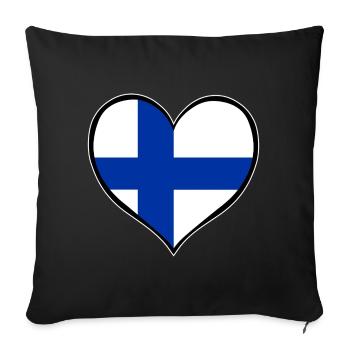 Drapeau du Cœur de Finlande - Housse de coussin décorative 45 x 45 cm - noir - Devant