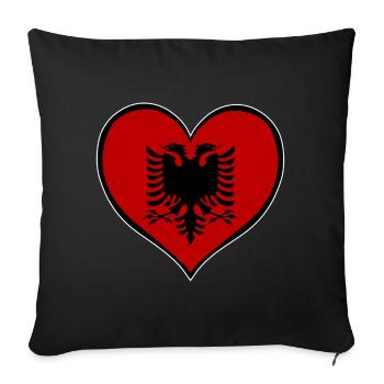 Albania Heart Flag - Sofa pillowcase 17,3'' x 17,3'' (45 x 45 cm) - black - Front