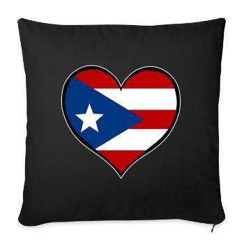 Drapeau du cœur de Porto Rico - Housse de coussin décorative 45 x 45 cm - noir - Devant