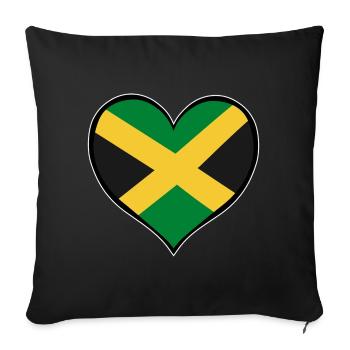 Jamaika_Herzflagge - Housse de coussin décorative 45 x 45 cm - noir - Devant