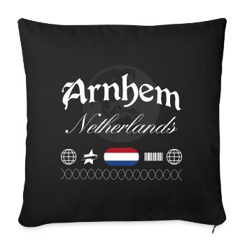 Souvenir de voyage pour la tenue urbaine aux Pays-Bas à Arnhem - Housse de coussin décorative 45 x 45 cm - noir - Devant