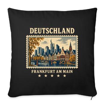 Deutschland Frankfurt Vintage Reisemarke - Sofakissenbezug 45 x 45 cm - Schwarz - Vorne