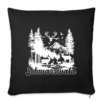 Schwarzwald Hirsch Familie Natur Motiv - Sofakissenbezug 45 x 45 cm - Schwarz - Vorne