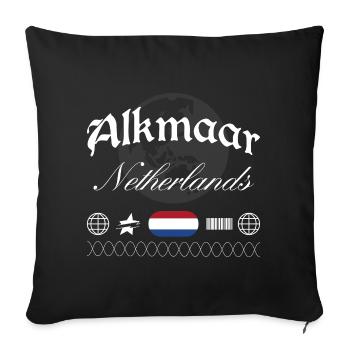 Souvenir de voyage streetwear Alkmaar Pays-Bas - Housse de coussin décorative 45 x 45 cm - noir - Devant