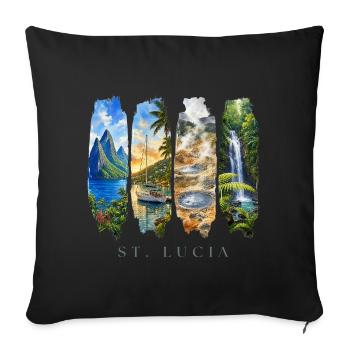St. Lucia Vacation Travel – Caribbean Beach & Nature - Sofa pillowcase 17,3'' x 17,3'' (45 x 45 cm) - black - Front