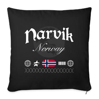 Narvik Norway Streetwear Travel Souvenir - Sofa pillowcase 17,3'' x 17,3'' (45 x 45 cm) - black - Front