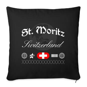 St. Moritz Switzerland Streetwear Travel Souvenir - Sofa pillowcase 17,3'' x 17,3'' (45 x 45 cm) - black - Front