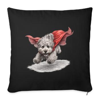Super Dog Flying to the Rescue - Sofa pillowcase 17,3'' x 17,3'' (45 x 45 cm) - black - Front