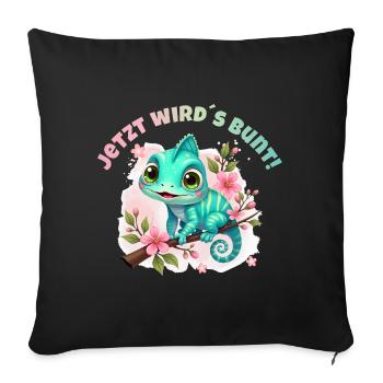 Now it's getting colorful - Cute watercolor chameleon - Sofa pillowcase 17,3'' x 17,3'' (45 x 45 cm) - black - Front
