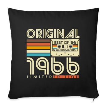 Cadeau vintage rétro vintage d’anniversaire 1966 - Housse de coussin décorative 45 x 45 cm - noir - Devant