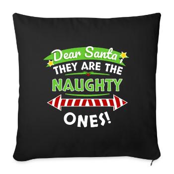 Cher T-shirt du Père Noël Vilain - Housse de coussin décorative 45 x 45 cm - noir - Devant