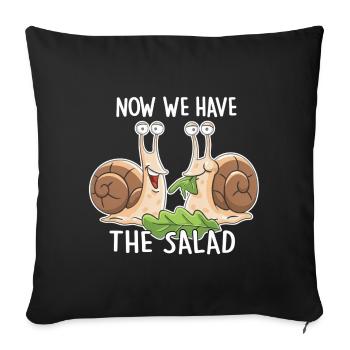 Maintenant, nous avons la salade – Des escargots drôles - Housse de coussin décorative 45 x 45 cm - noir - Devant