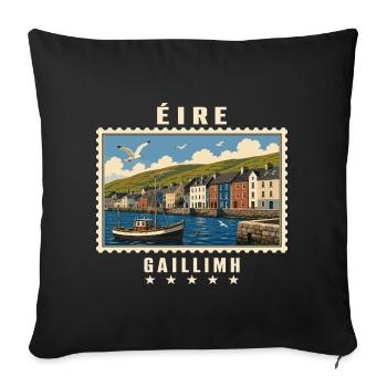 Irland Galway Vintage Reisemarke - Sofakissenbezug 45 x 45 cm - Schwarz - Vorne