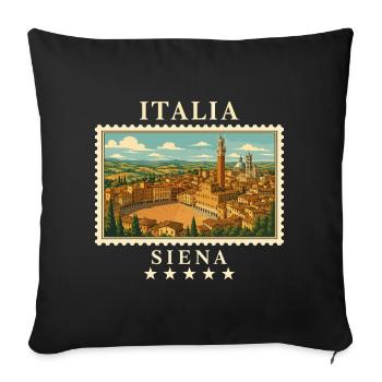 Italien Siena Vintage Reisemarke - Sofakissenbezug 45 x 45 cm - Schwarz - Vorne