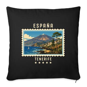 Spanien Teneriffa Vintage Reisemarke - Sofakissenbezug 45 x 45 cm - Schwarz - Vorne