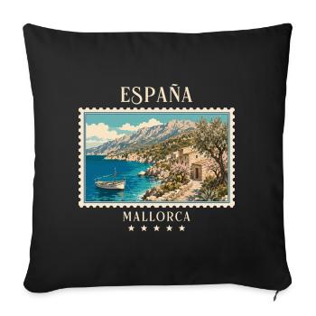Spanien Mallorca Vintage Reisemarke - Sofakissenbezug 45 x 45 cm - Schwarz - Vorne