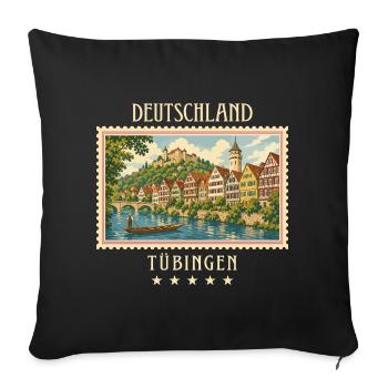 Deutschland Tübingen Vintage Reisemarke - Sofakissenbezug 45 x 45 cm - Schwarz - Vorne