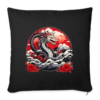 Japanischer Drachen - Sofakissenbezug 45 x 45 cm - Schwarz - Vorne