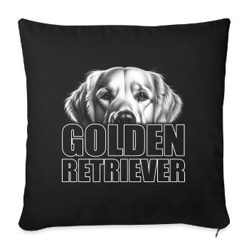Golden Retriever Porträt mit Schriftzug - Sofakissenbezug 45 x 45 cm - Schwarz - Vorne