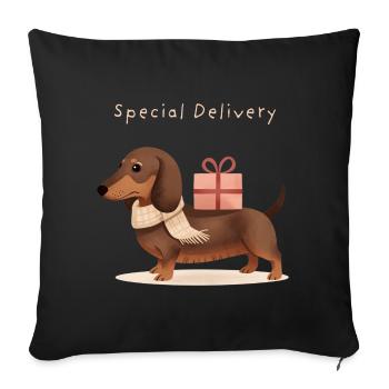 Special Delivery Dachshund Gift Christmas - Sofa pillowcase 17,3'' x 17,3'' (45 x 45 cm) - black - Front