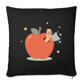 Funny bookworm cleaning the house - Sofa pillowcase 17,3'' x 17,3'' (45 x 45 cm) - black - Front