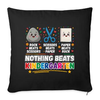 Rien ne vaut la feuille de ciseaux de pierre de maternelle - Housse de coussin décorative 45 x 45 cm - noir - Devant