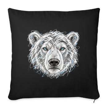 Blauäugiger Eisbär – Künstlerisches Porträt - Sofakissenbezug 45 x 45 cm - Schwarz - Vorne