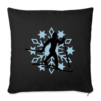 Cross-country snow flake - Sofa pillowcase 17,3'' x 17,3'' (45 x 45 cm) - black - Front