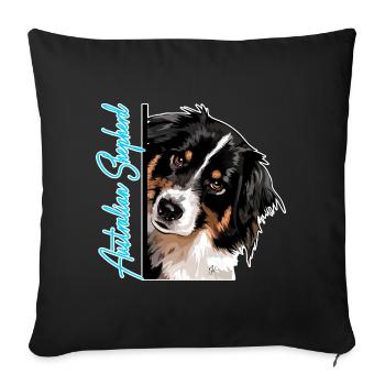 AUSTRALIAN SHEPHERD DA Wilsigns Dog Aussie - Sofa pillowcase 17,3'' x 17,3'' (45 x 45 cm) - black - Front