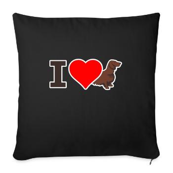 J'AIME teckel Langhaar DACKEL iloveteckel - Housse de coussin décorative 45 x 45 cm - noir - Devant