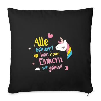 Einhorn - Komm wir gehen - Sofakissenbezug 45 x 45 cm - Schwarz - Vorne