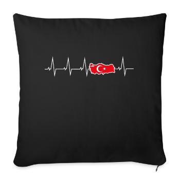 I love Turkey - heartbeat - Sofa pillowcase 17,3'' x 17,3'' (45 x 45 cm) - black - Front