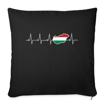 I love Hungary - heartbeat - Sofa pillowcase 17,3'' x 17,3'' (45 x 45 cm) - black - Front